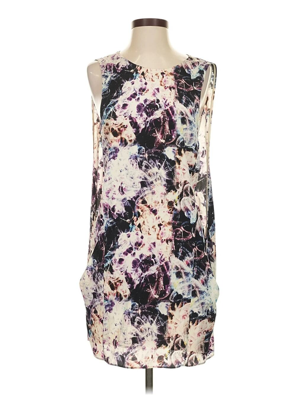 Theyskens' Theory Dorchid Silk Mini Dress Sleeveless Side Slits Abstract 4 / 38